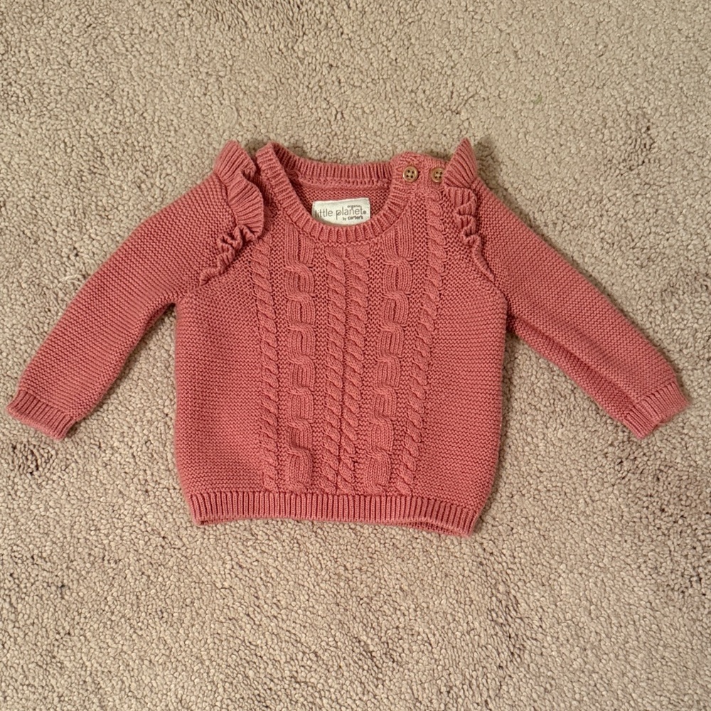 Pink Cable Knit Newborn Sweater.  Organic cotton.